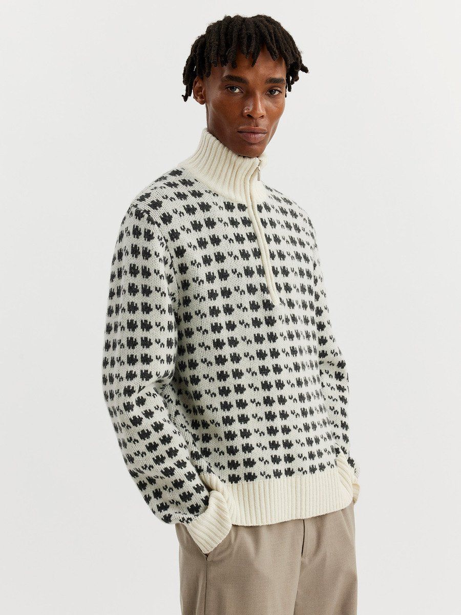 Castle Half Zip Pattern Knit Crew