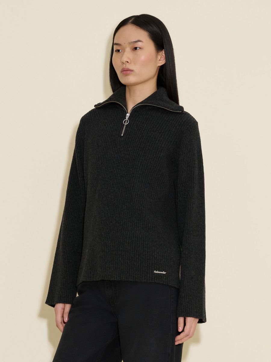 Lambswool Rib Zip Turtle