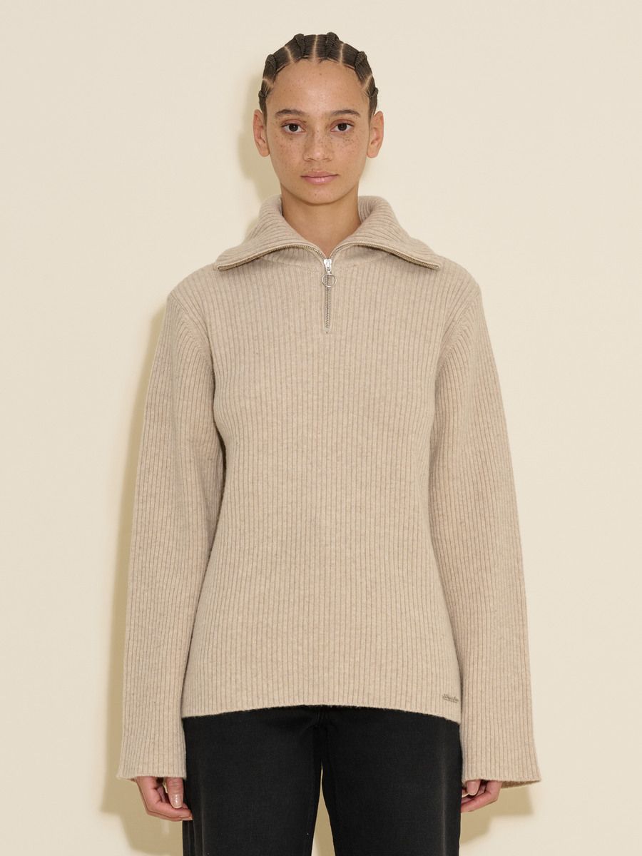 Lambswool Rib Zip Turtle