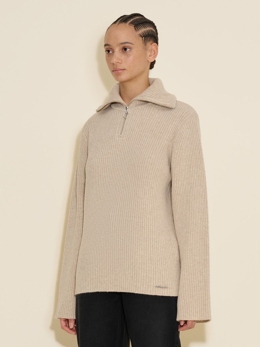 Lambswool Rib Zip Turtle