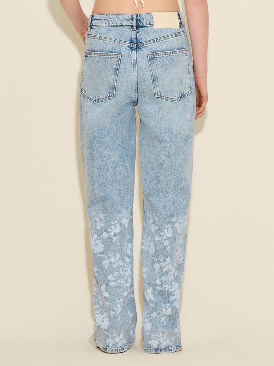 Flower Print Denim Trousers