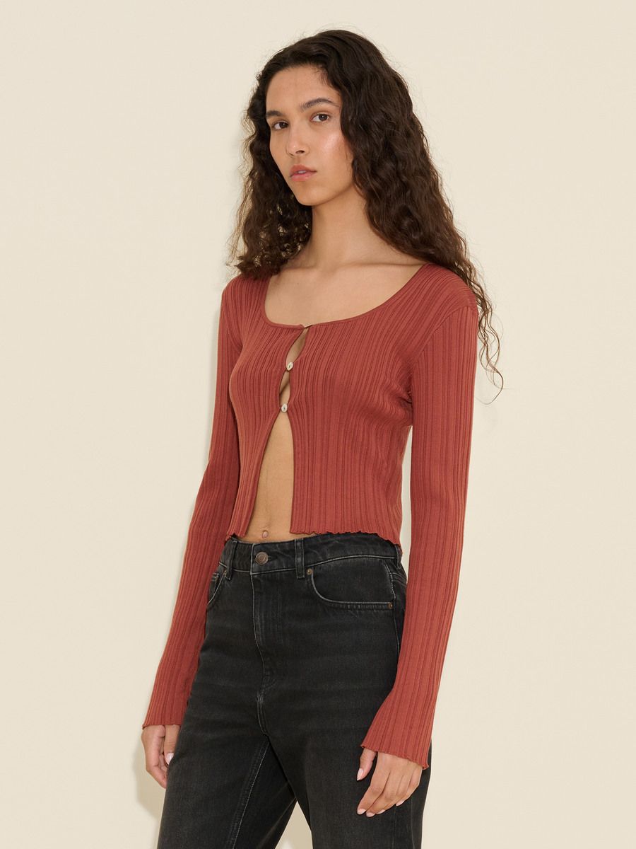 Uneven Rib Knit Cardigan