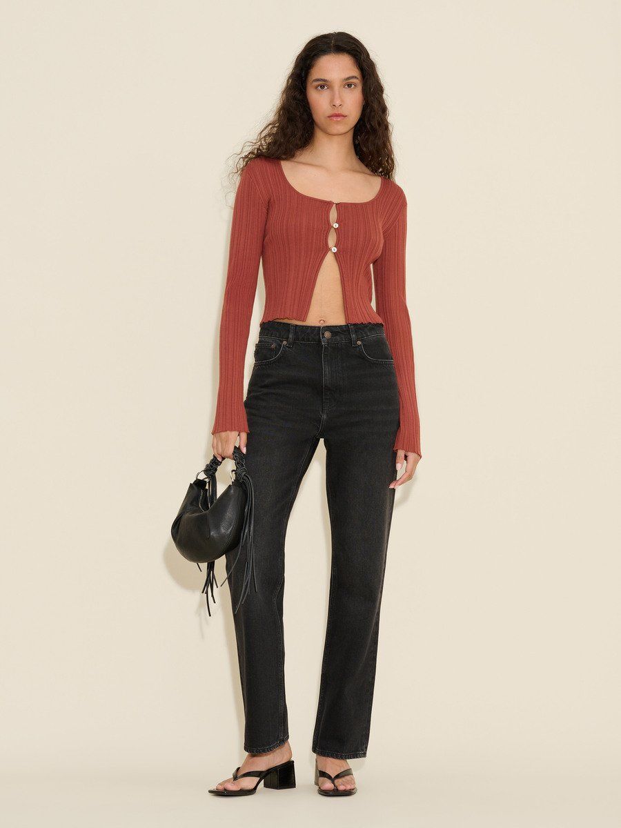 Uneven Rib Knit Cardigan