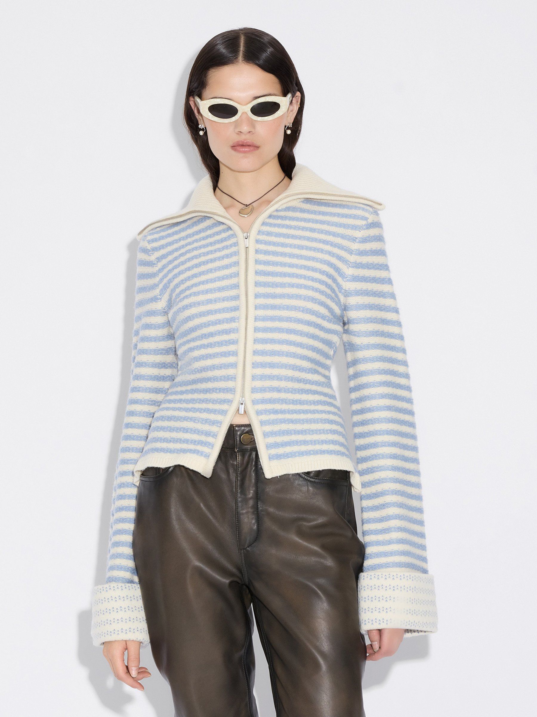 Striped Zip Cardigan