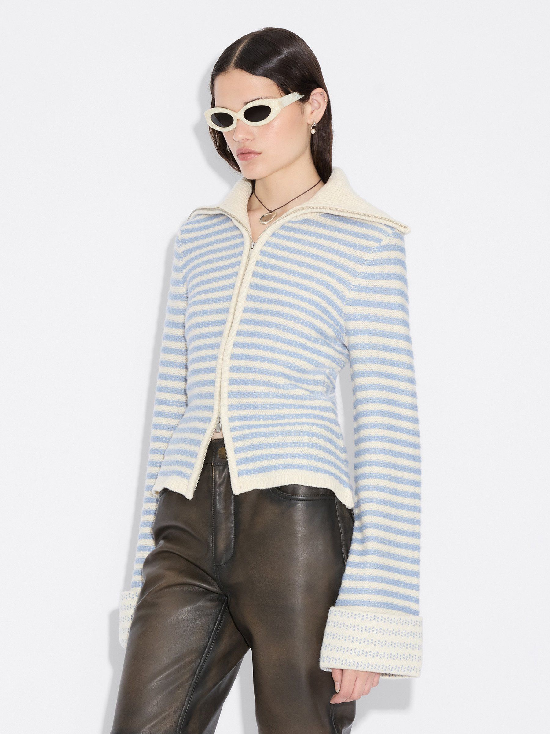 Striped Zip Cardigan