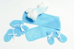 Tovet babysett med lue, skjerf, votter, sokker og vognteppe-R758 - Tovet babysett med lue, skjerf, votter, sokker og vognteppe