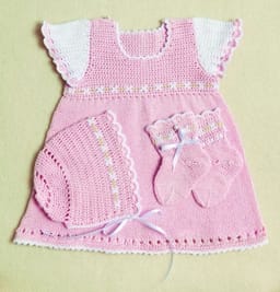 Baby Kjole, lue og sokker-Baby 16-15 - Kjole, lue og sokker