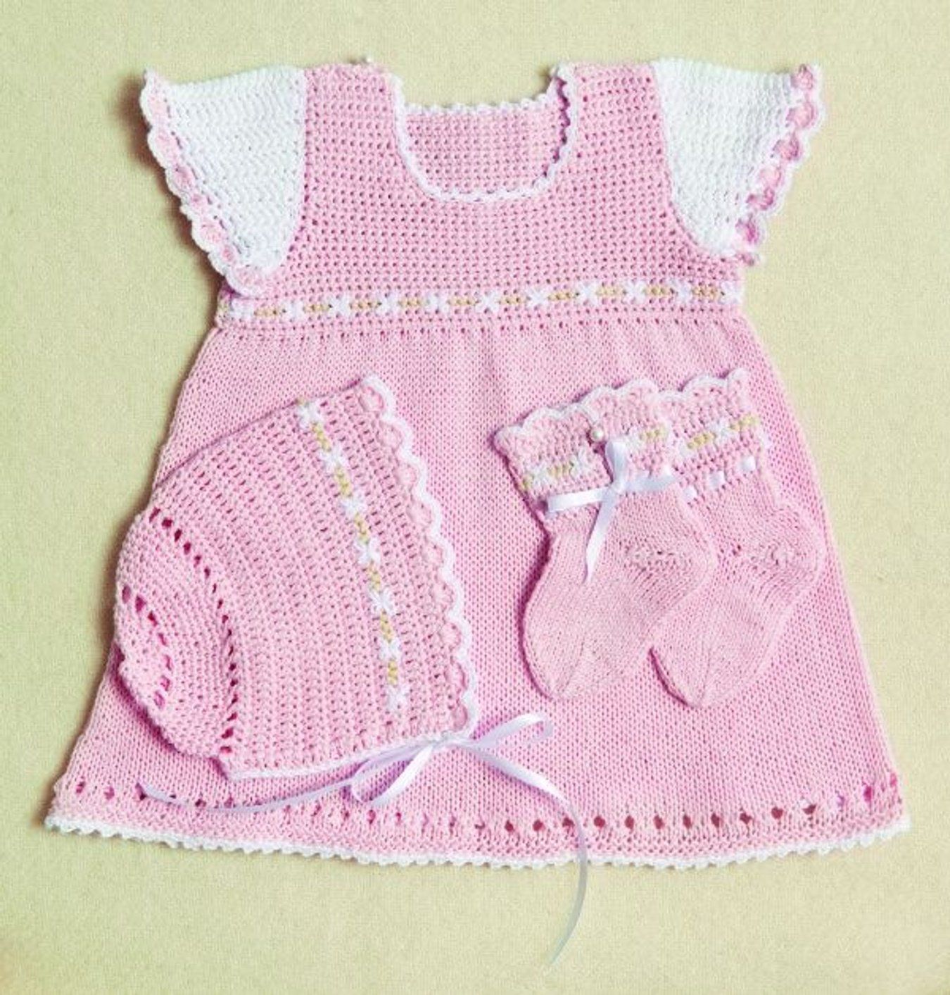 Baby Kjole, lue og sokker-Baby 16-15 - Kjole, lue og sokker