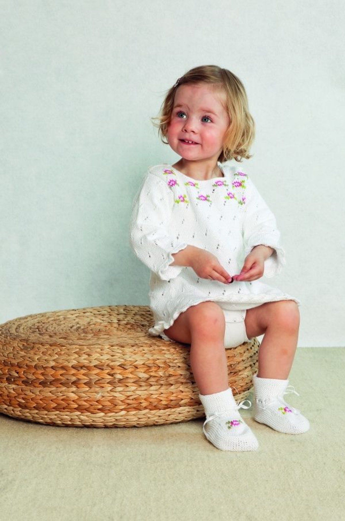 Baby Tunika med roser, sokker og lue-Baby 16-14 - Tunika med roser, sokker og lue