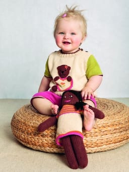 Baby Genser med heklet kanin eller bamse, kort- og langbukse-Baby 16-1 - Genser med heklet kanin eller bamse, kort- og langbukse