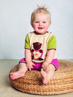 Baby Genser med heklet kanin eller bamse, kort- og langbukse-Baby 16-1 - Genser med heklet kanin eller bamse, kort- og langbukse