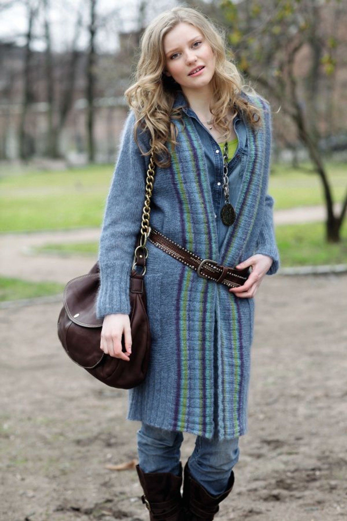 Mohair Lang jakke, strikket på tvers-Mohair 2-15 - Lang jakke, strikket på tvers