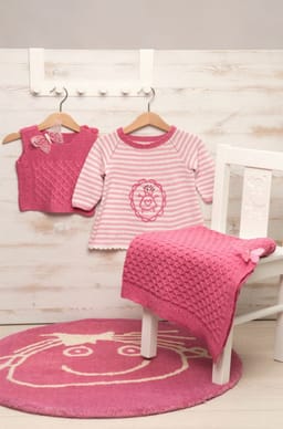 Baby Vest og teppe med vaffelmønster-Baby 22-8 - Vest og teppe med vaffelmønster