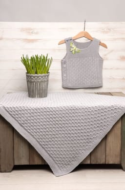 Baby Vest og teppe med vaffelmønster-Baby 22-8 - Vest og teppe med vaffelmønster