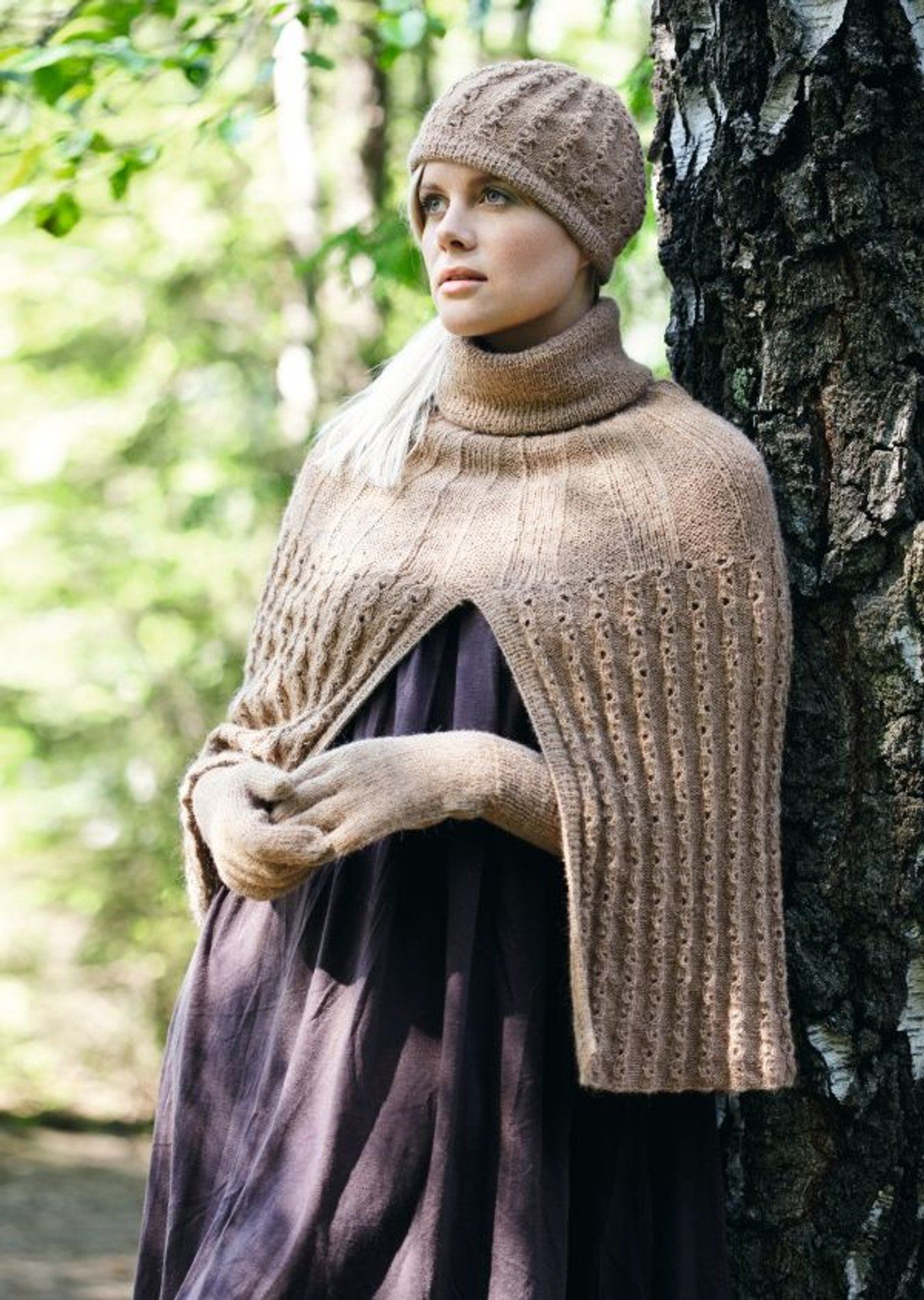 Alpakka Cape, alpelue og hansker-Alpakka 8-2 - Cape, alpelue og hansker