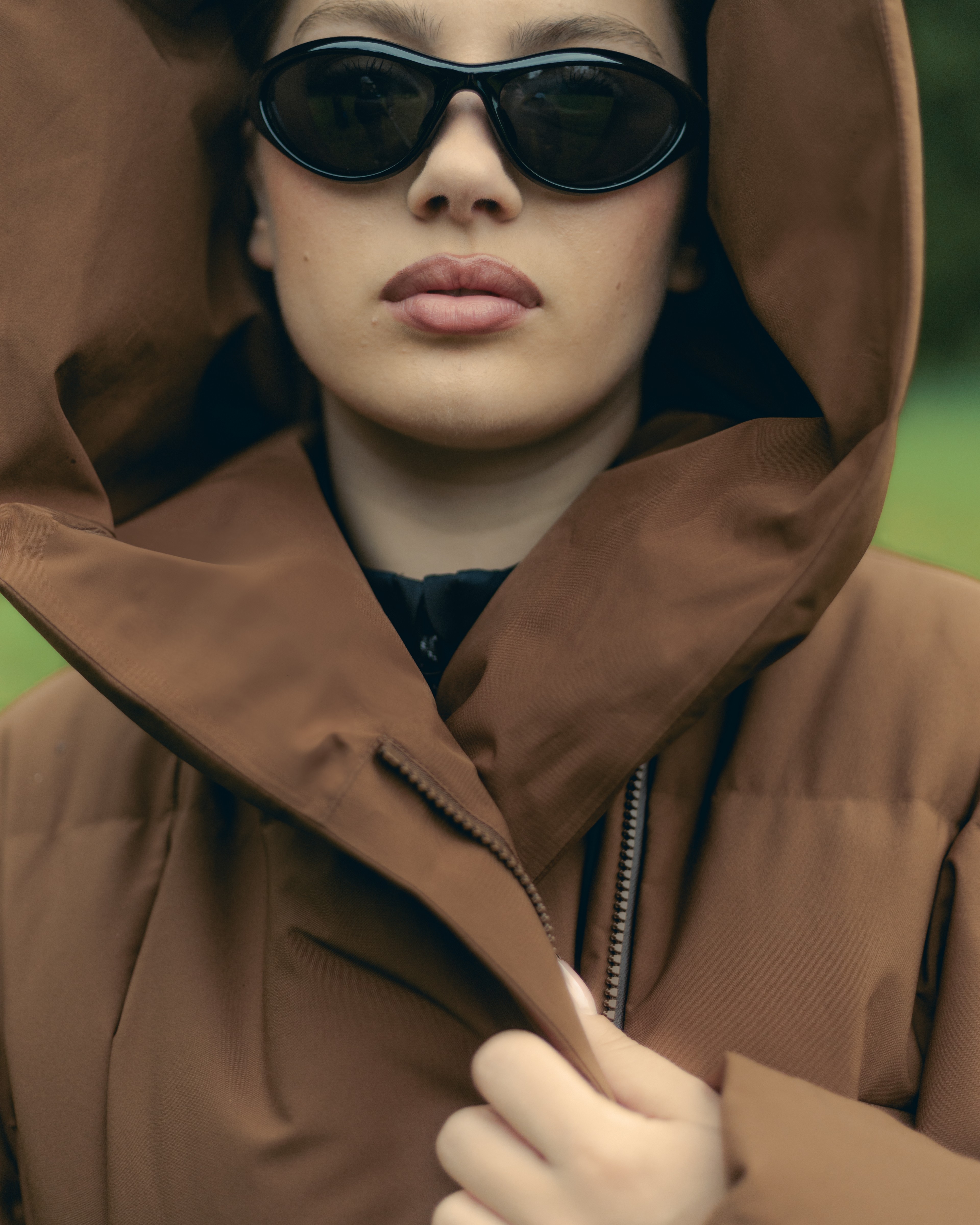 Woman wearing Spitsbergen down jacket from BLÆST